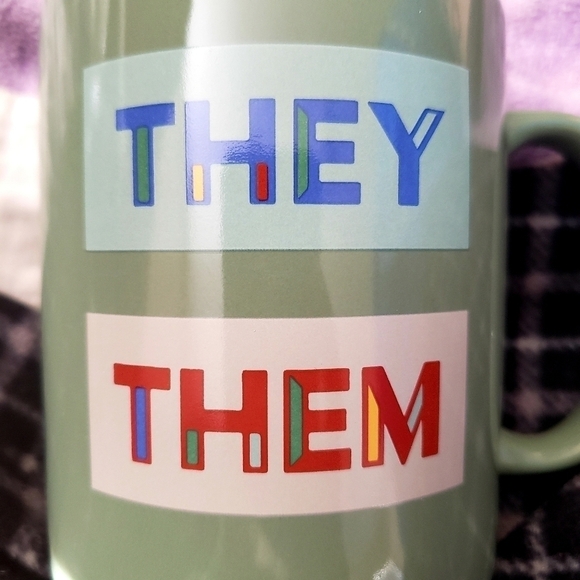 NEW Room Essentials Stoneware Mug "They / Them" Preferred Pronoun Pride LGBT - Picture 6 of 6